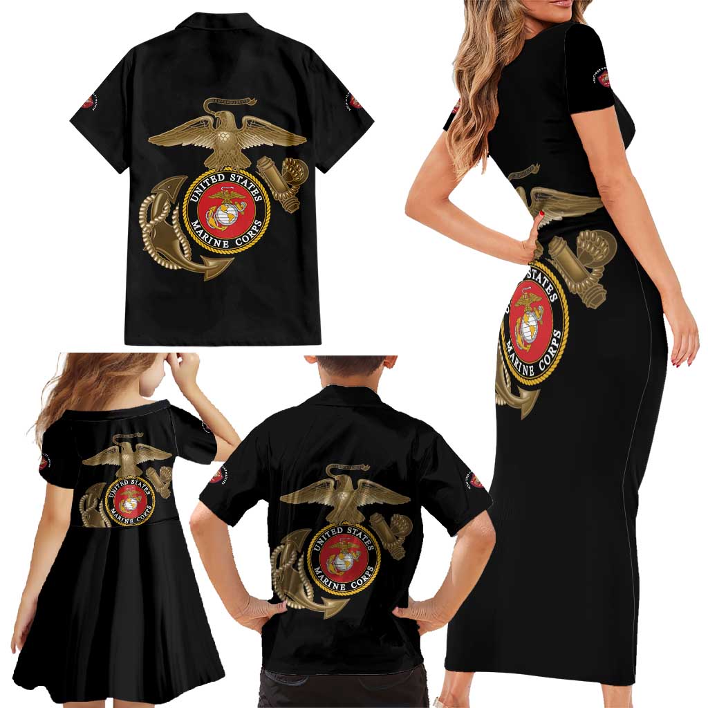Montford Point Marines Family Matching Short Sleeve Bodycon Dress and Hawaiian Shirt The Right To Fight - Black - Wonder Print Shop