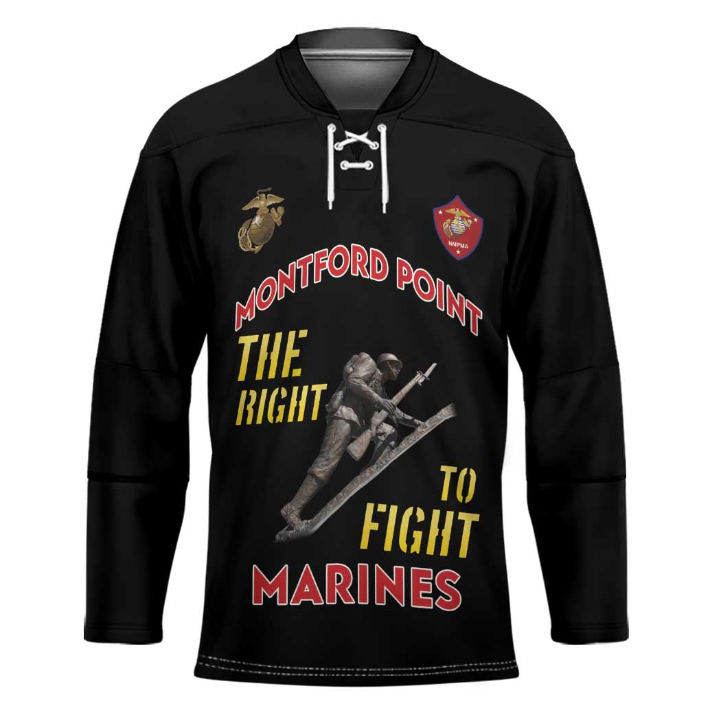 Montford Point Marines Hockey Jersey The Right To Fight - Black - Wonder Print Shop