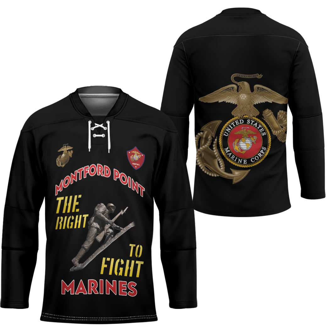Montford Point Marines Hockey Jersey The Right To Fight - Black - Wonder Print Shop