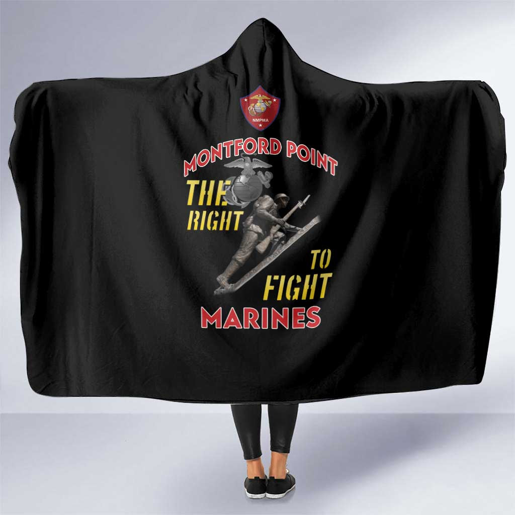 Montford Point Marines Hooded Blanket The Right To Fight - Black - Wonder Print Shop