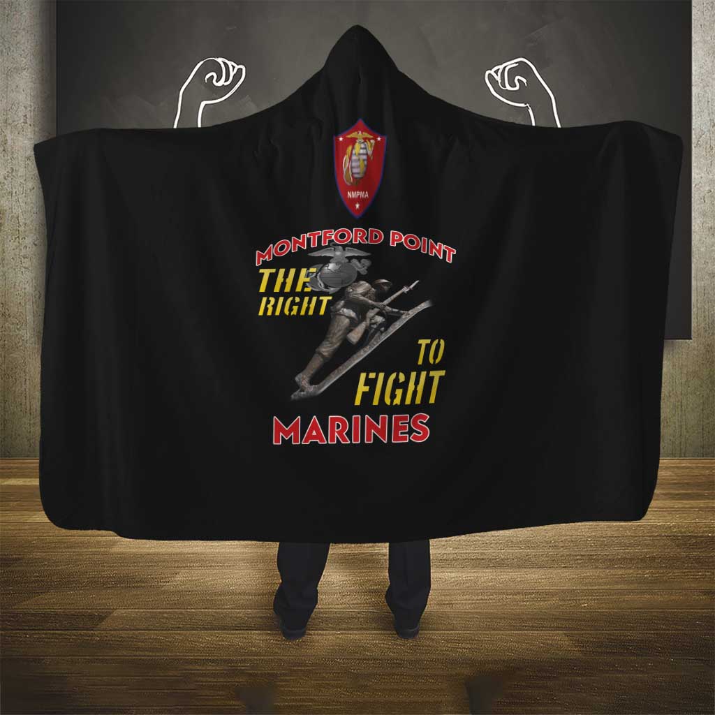 Montford Point Marines Hooded Blanket The Right To Fight - Black - Wonder Print Shop