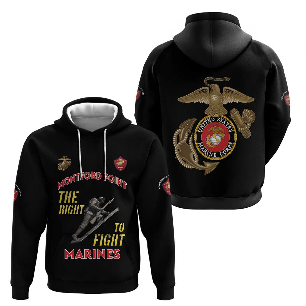 Montford Point Marines Hoodie The Right To Fight - Black - Wonder Print Shop