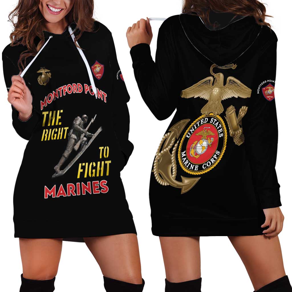 Montford Point Marines Hoodie Dress The Right To Fight - Black - Wonder Print Shop