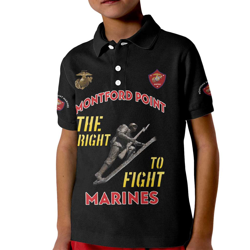 Montford Point Marines Kid Polo Shirt The Right To Fight - Black - Wonder Print Shop
