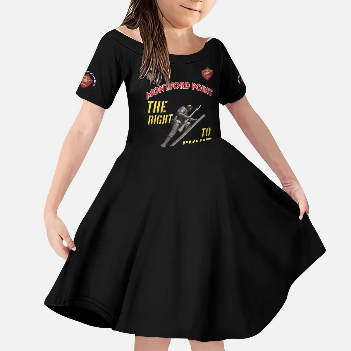Montford Point Marines Kid Short Sleeve Dress The Right To Fight - Black - Wonder Print Shop