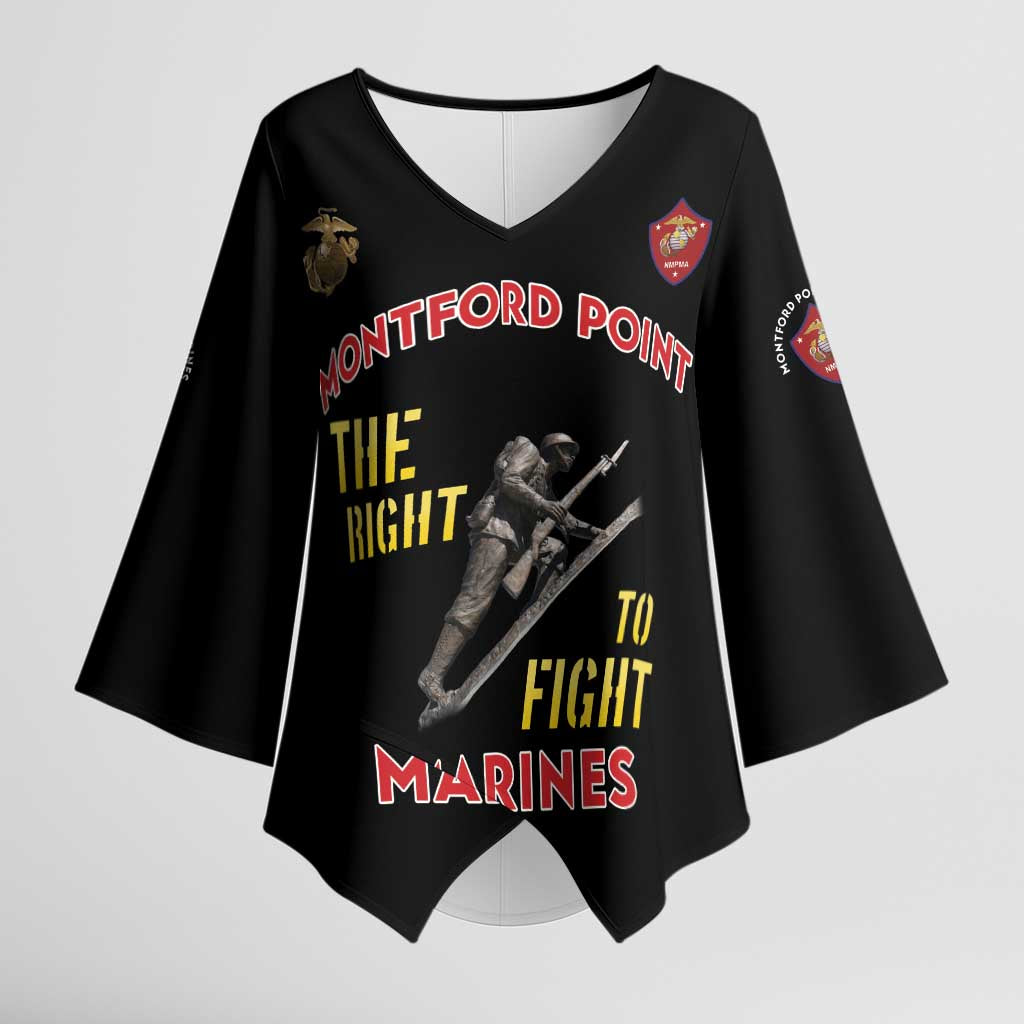 Montford Point Marines Kimono Sleeve Blouse The Right To Fight - Black - Wonder Print Shop