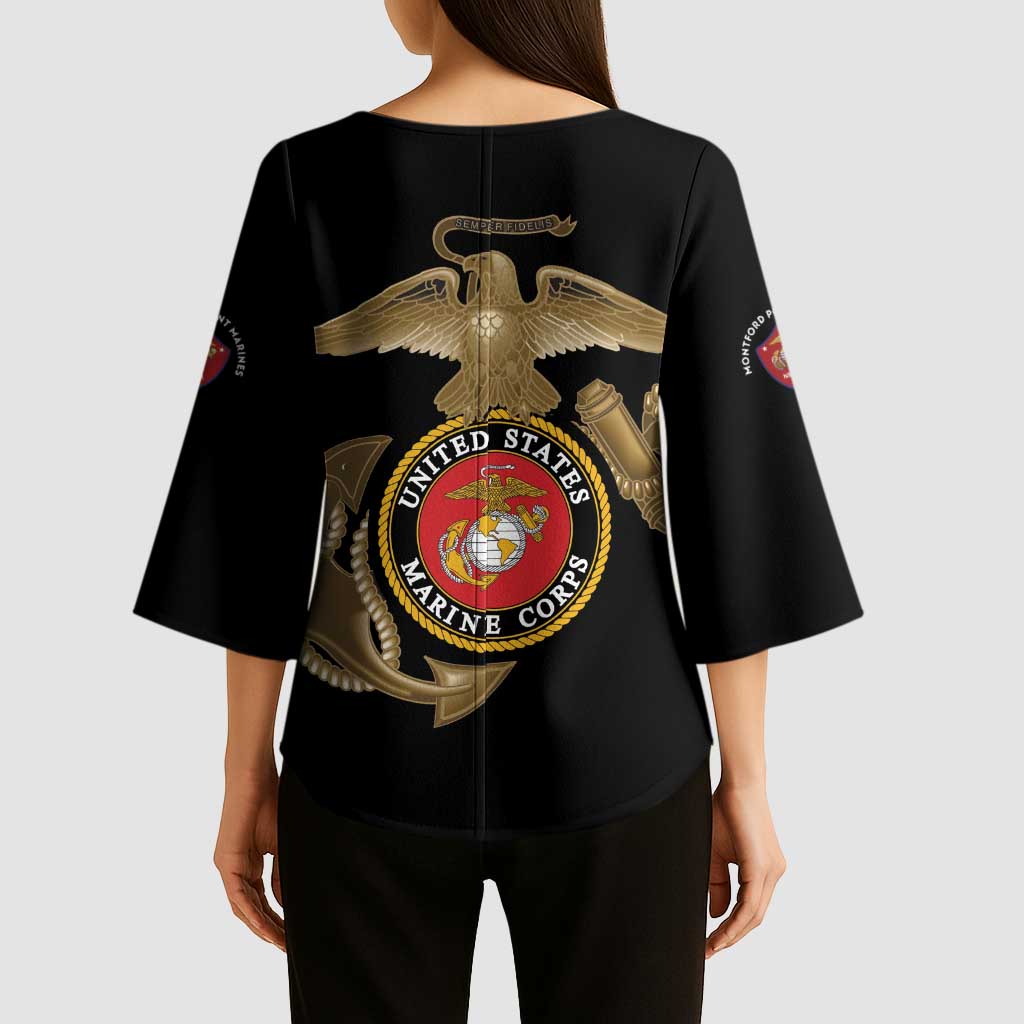Montford Point Marines Kimono Sleeve Blouse The Right To Fight - Black - Wonder Print Shop