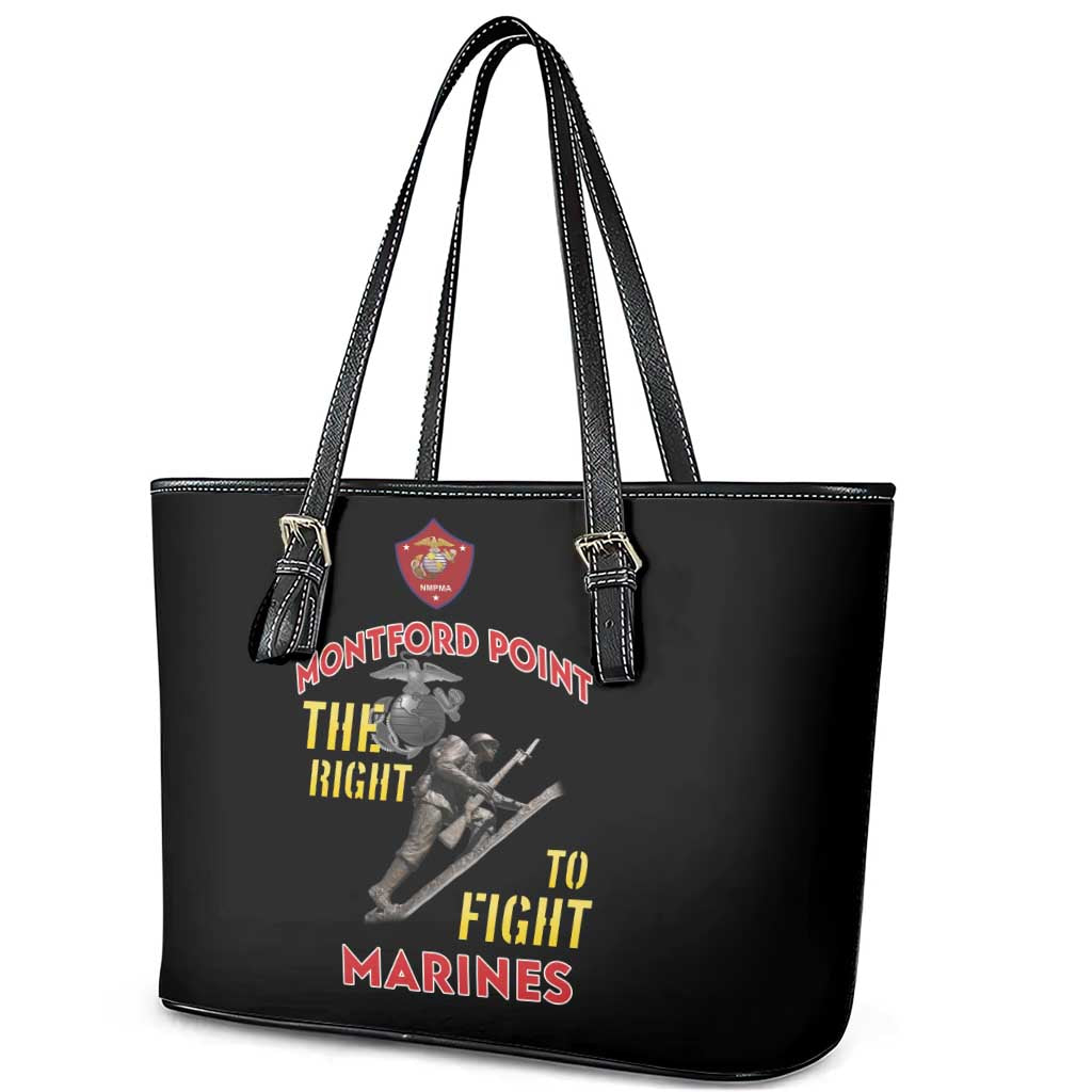 Montford Point Marines Leather Tote Bag The Right To Fight - Black - Wonder Print Shop