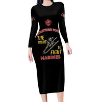 Montford Point Marines Long Sleeve Bodycon Dress The Right To Fight - Black - Wonder Print Shop
