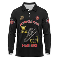 Montford Point Marines Long Sleeve Polo Shirt The Right To Fight - Black - Wonder Print Shop
