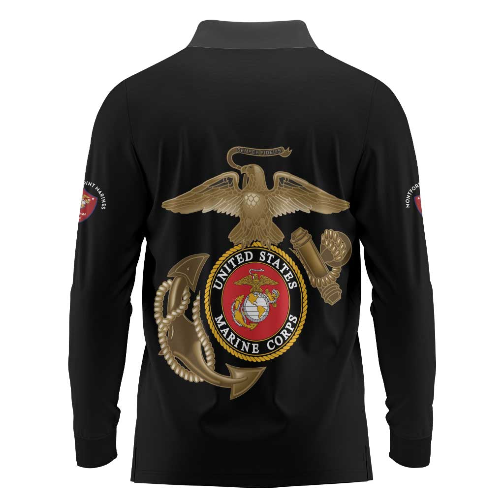 Montford Point Marines Long Sleeve Polo Shirt The Right To Fight - Black - Wonder Print Shop