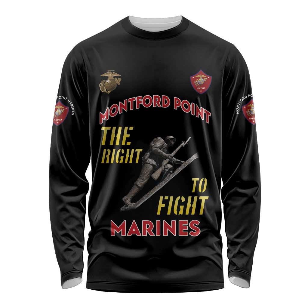 Montford Point Marines Long Sleeve Shirt The Right To Fight - Black - Wonder Print Shop