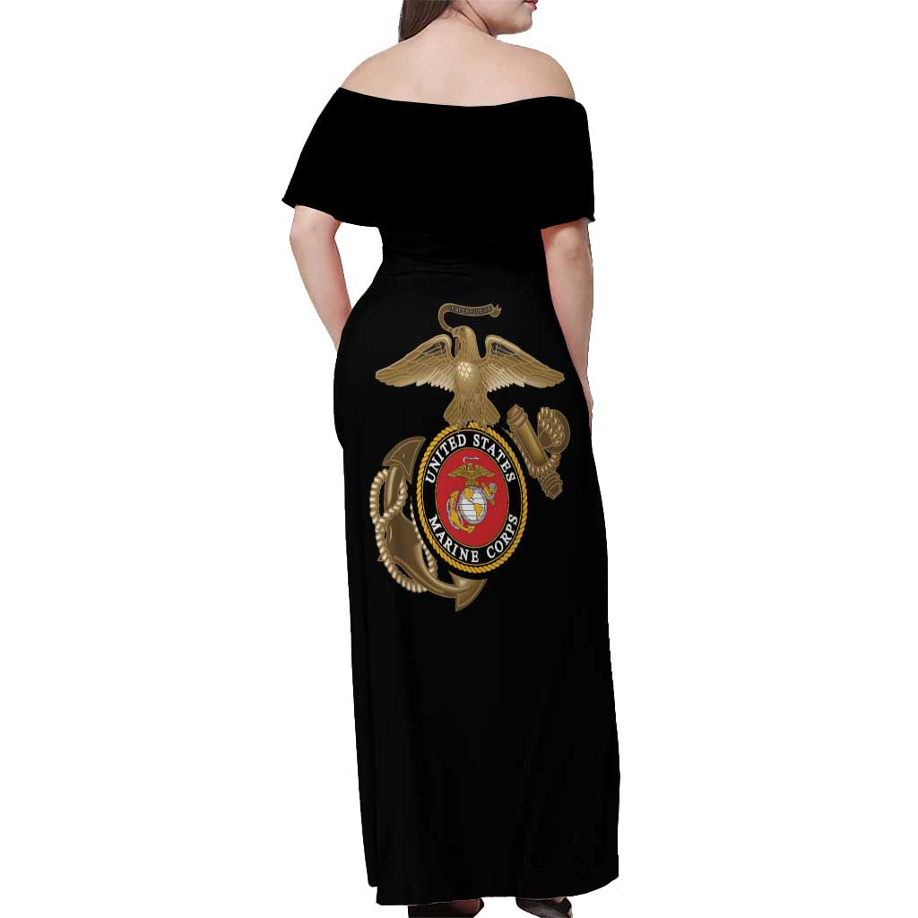 Montford Point Marines Off Shoulder Maxi Dress The Right To Fight - Black - Wonder Print Shop