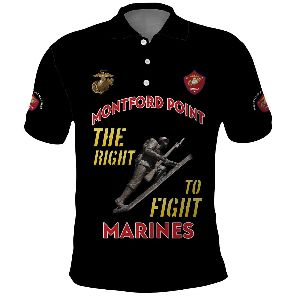 Montford Point Marines Polo Shirt The Right To Fight - Black - Wonder Print Shop