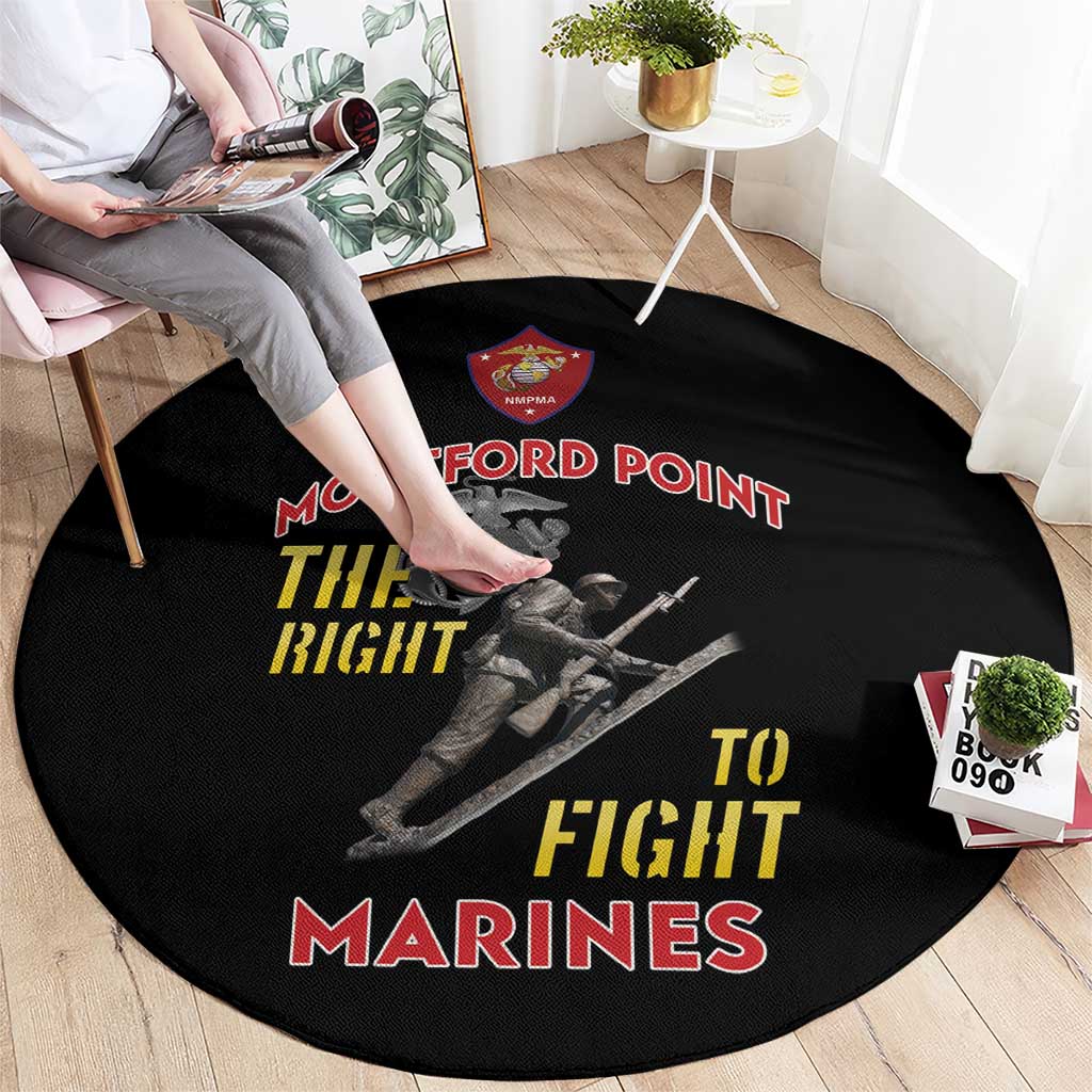 Montford Point Marines Round Carpet The Right To Fight - Black - Wonder Print Shop