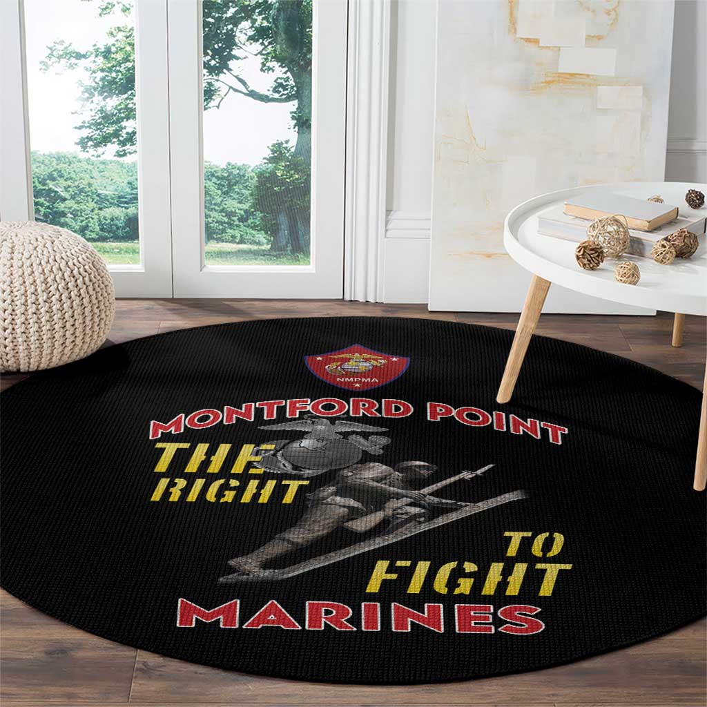 Montford Point Marines Round Carpet The Right To Fight - Black - Wonder Print Shop