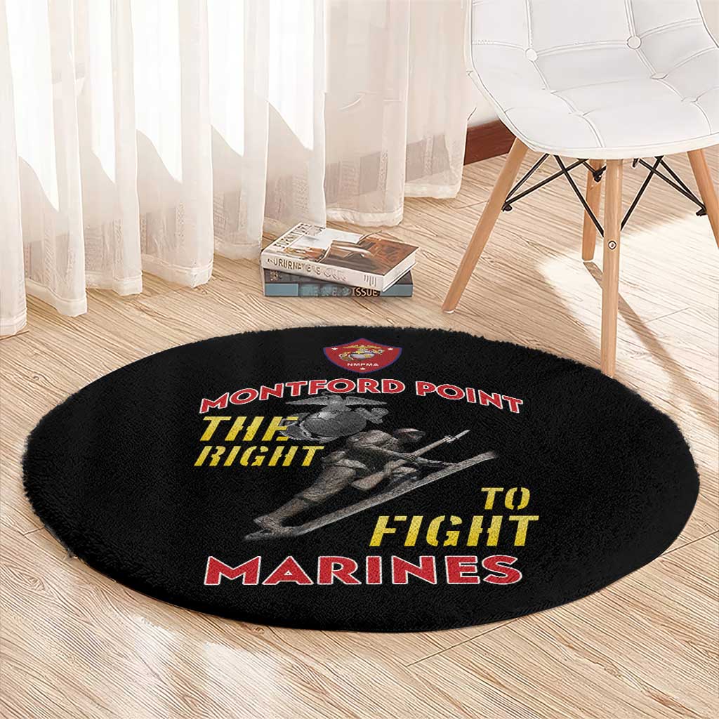 Montford Point Marines Round Carpet The Right To Fight - Black - Wonder Print Shop