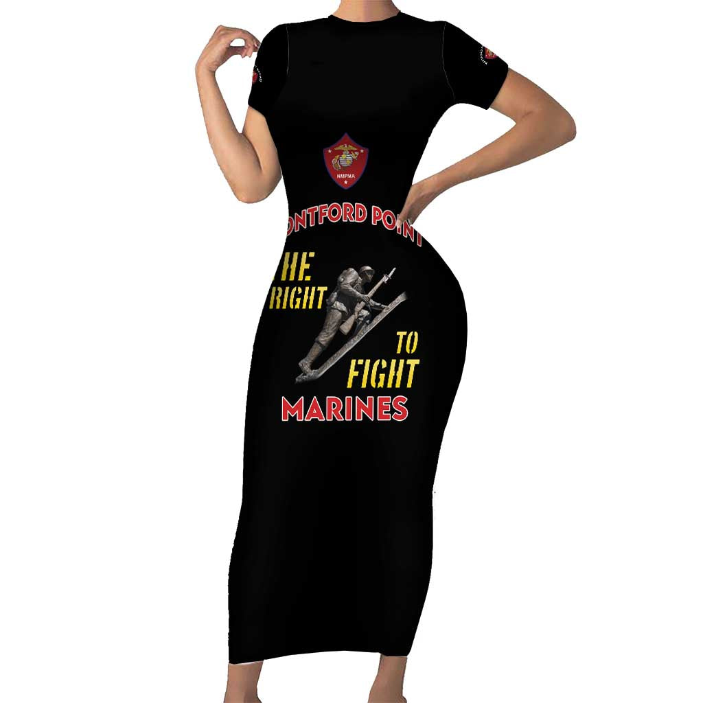 Montford Point Marines Short Sleeve Bodycon Dress The Right To Fight - Black - Wonder Print Shop