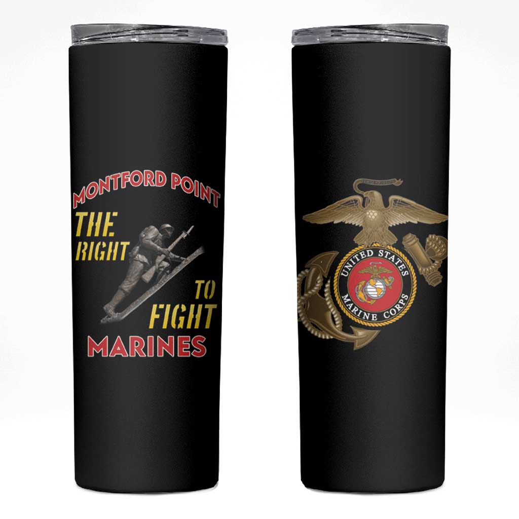 Montford Point Marines Skinny Tumbler The Right To Fight - Black - Wonder Print Shop