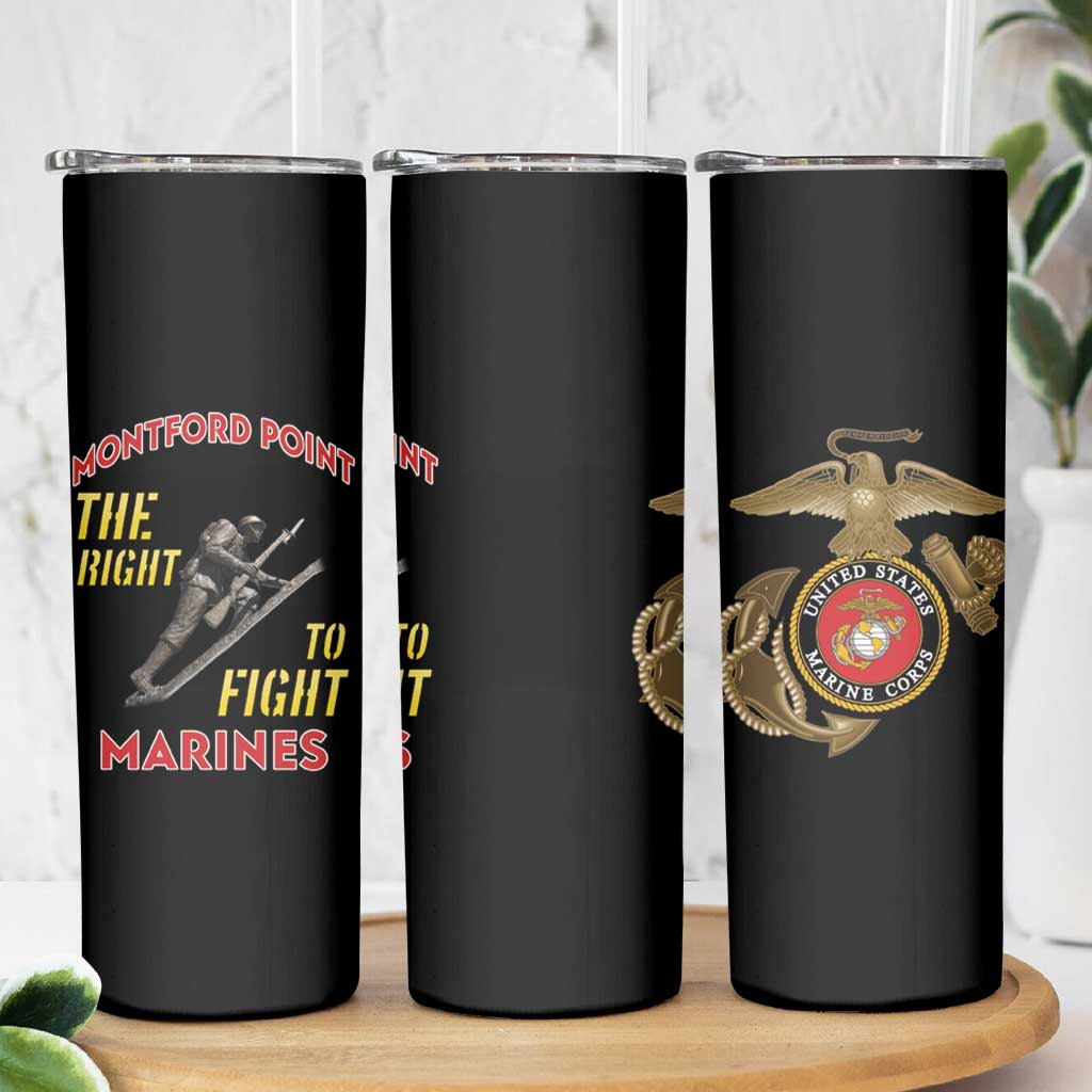 Montford Point Marines Skinny Tumbler The Right To Fight - Black - Wonder Print Shop