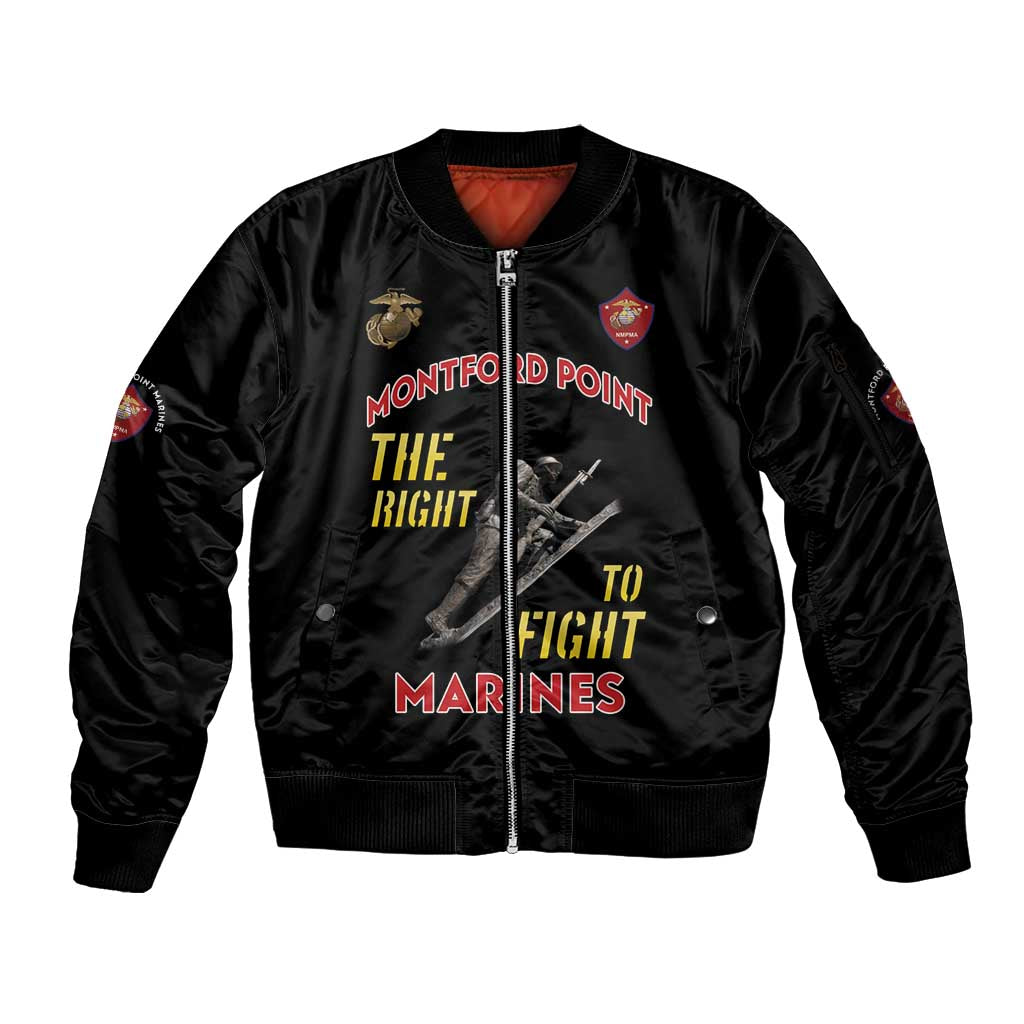 Montford Point Marines Sleeve Zip Bomber Jacket The Right To Fight - Black - Wonder Print Shop