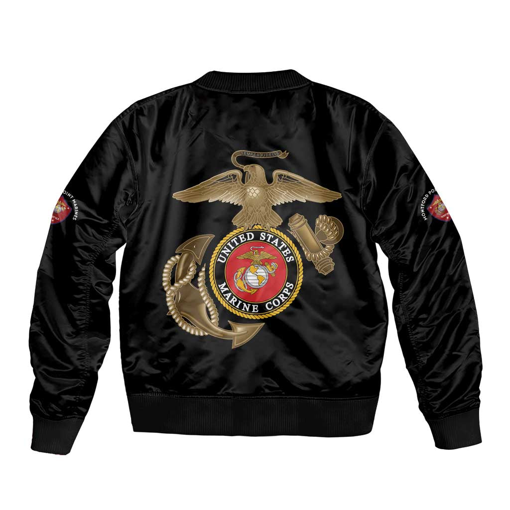 Montford Point Marines Sleeve Zip Bomber Jacket The Right To Fight - Black - Wonder Print Shop