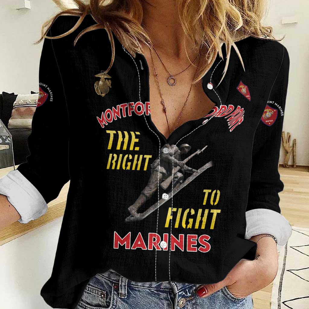 Montford Point Marines Women Casual Shirt The Right To Fight - Black - Wonder Print Shop