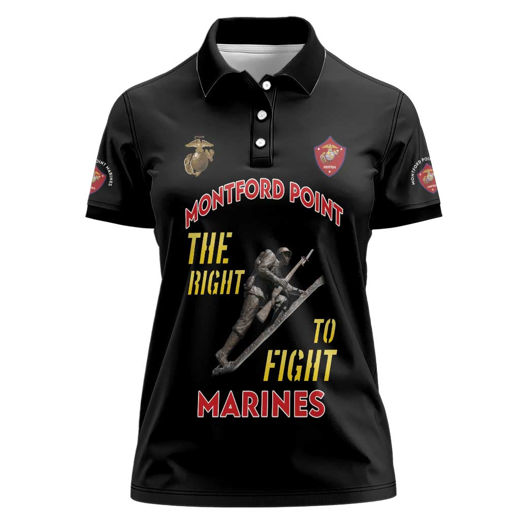 Montford Point Marines Women Polo Shirt The Right To Fight - Black - Wonder Print Shop