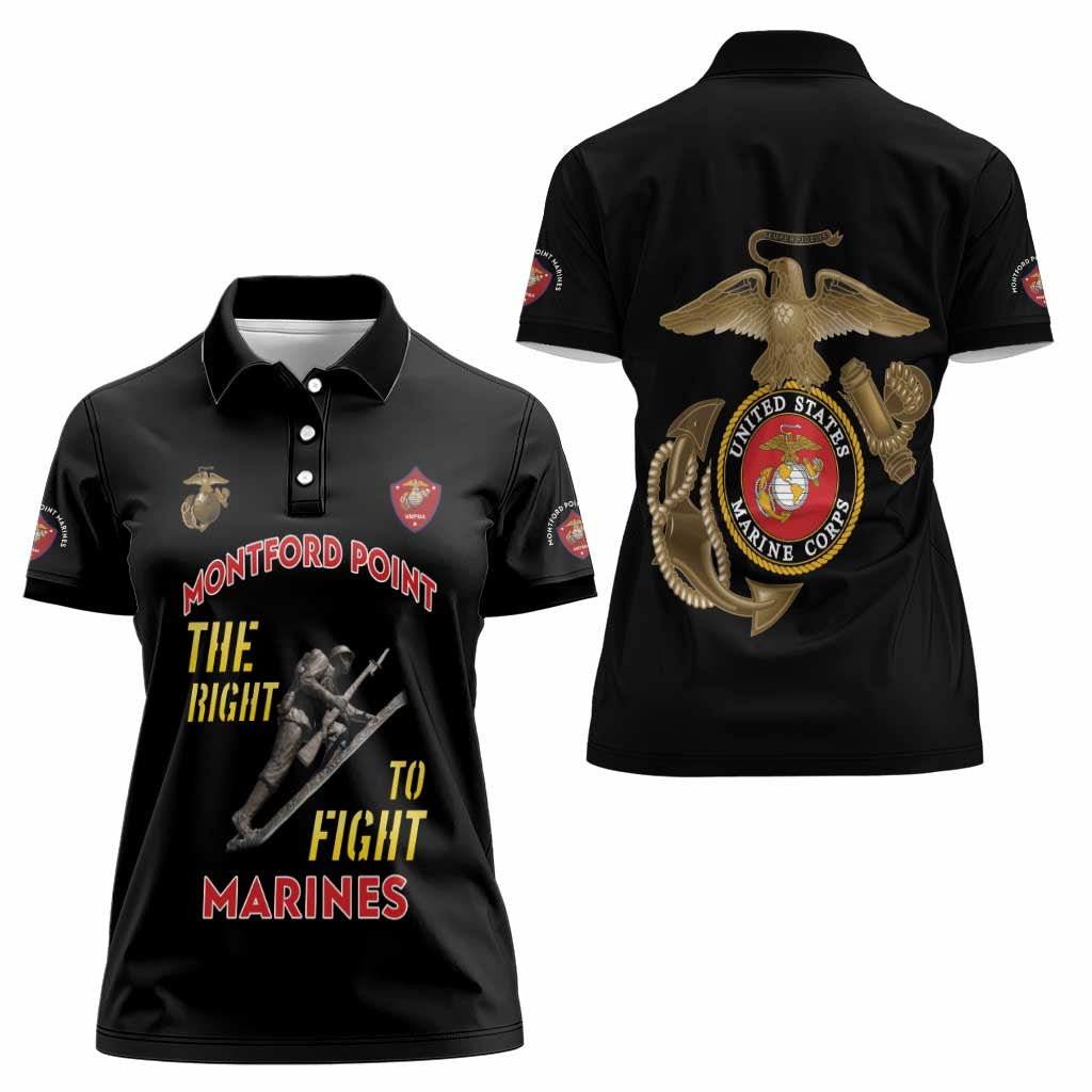 Montford Point Marines Women Polo Shirt The Right To Fight - Black - Wonder Print Shop