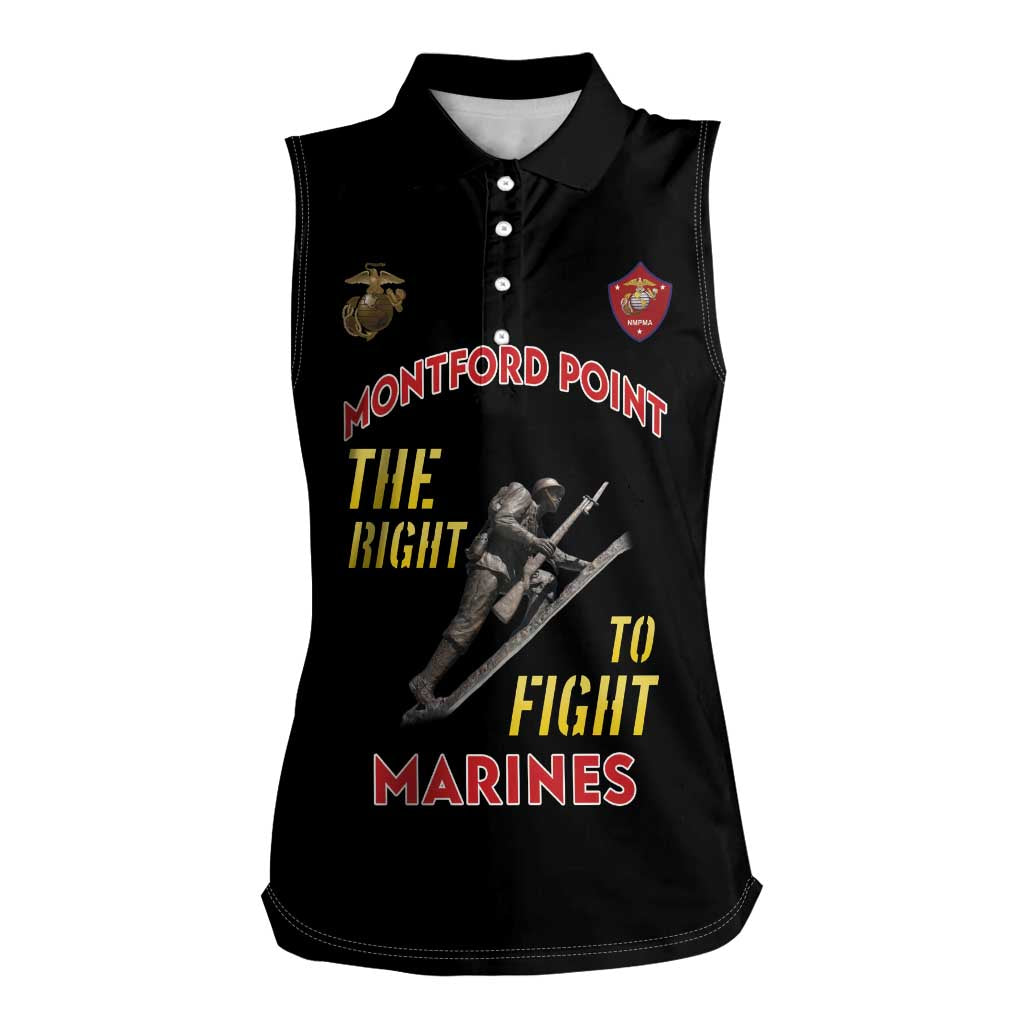 Montford Point Marines Women Sleeveless Polo Shirt The Right To Fight - Black - Wonder Print Shop