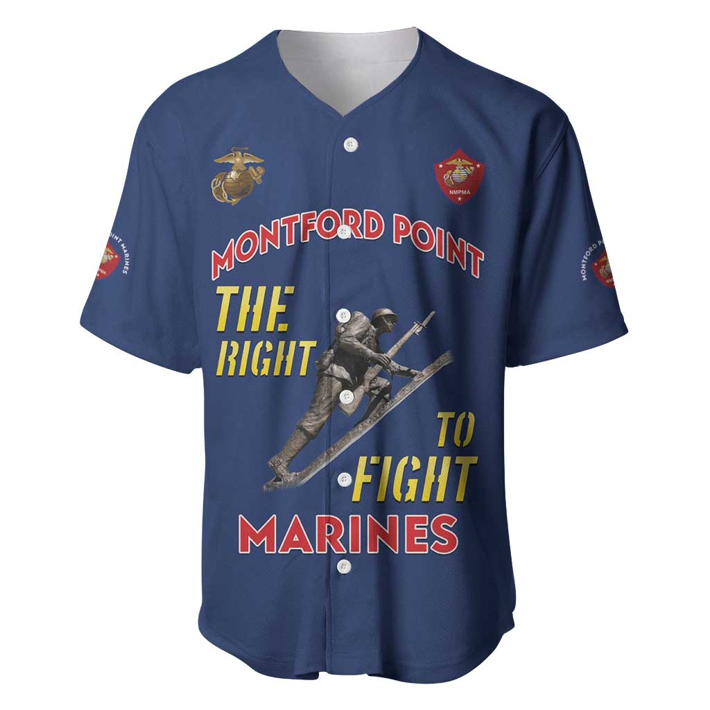 Montford Point Marines Baseball Jersey The Right To Fight - Blue - Wonder Print Shop