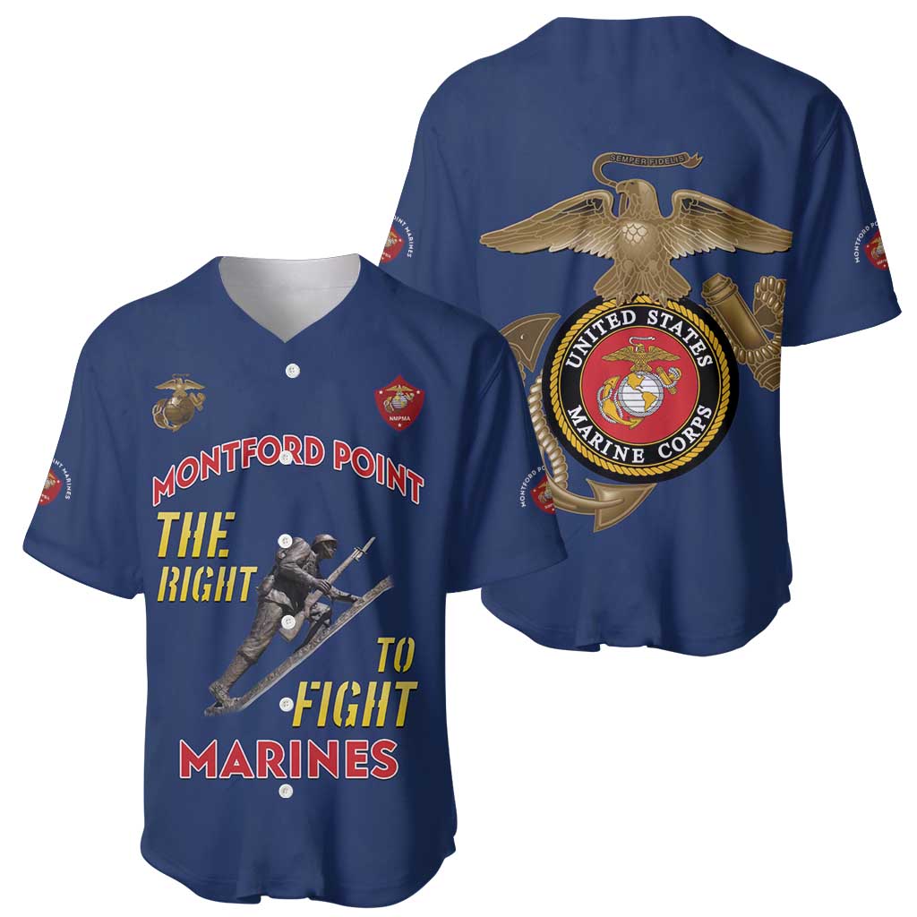 Montford Point Marines Baseball Jersey The Right To Fight - Blue - Wonder Print Shop