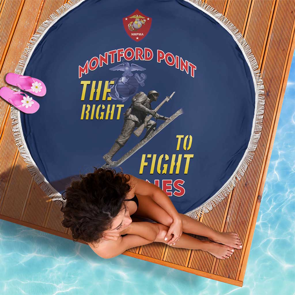 Montford Point Marines Beach Blanket The Right To Fight - Blue - Wonder Print Shop