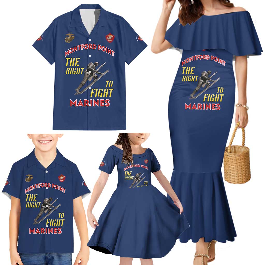Montford Point Marines Family Matching Mermaid Dress and Hawaiian Shirt The Right To Fight - Blue - Wonder Print Shop