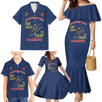 Montford Point Marines Family Matching Mermaid Dress and Hawaiian Shirt The Right To Fight - Blue - Wonder Print Shop