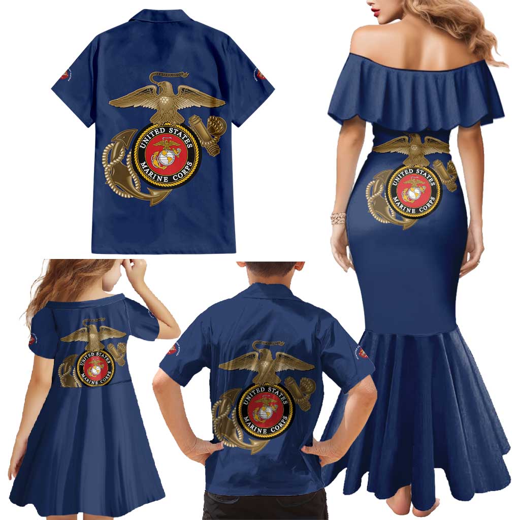 Montford Point Marines Family Matching Mermaid Dress and Hawaiian Shirt The Right To Fight - Blue - Wonder Print Shop