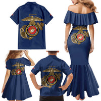 Montford Point Marines Family Matching Mermaid Dress and Hawaiian Shirt The Right To Fight - Blue - Wonder Print Shop