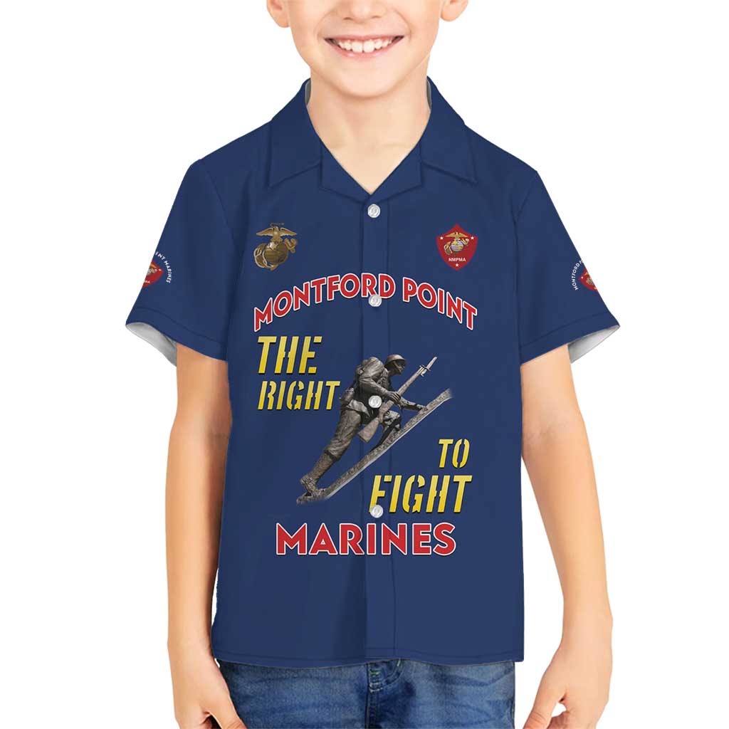 Montford Point Marines Family Matching Off Shoulder Maxi Dress and Hawaiian Shirt The Right To Fight - Blue - Wonder Print Shop