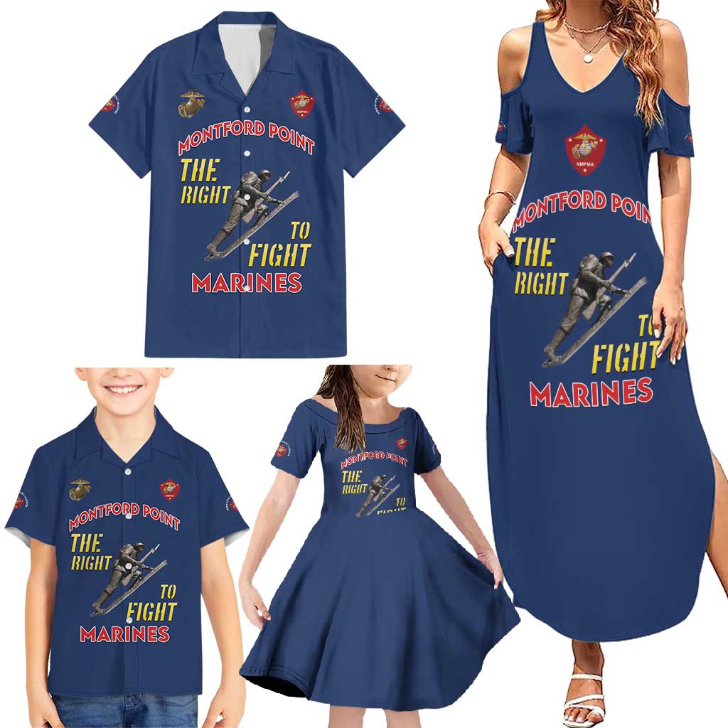 Montford Point Marines Family Matching Summer Maxi Dress and Hawaiian Shirt The Right To Fight - Blue - Wonder Print Shop