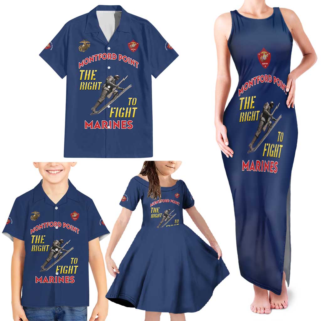 Montford Point Marines Family Matching Tank Maxi Dress and Hawaiian Shirt The Right To Fight - Blue - Wonder Print Shop