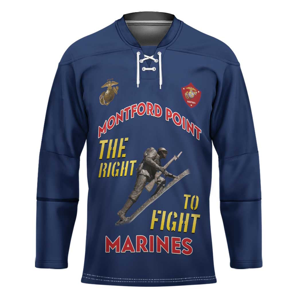Montford Point Marines Hockey Jersey The Right To Fight - Blue - Wonder Print Shop