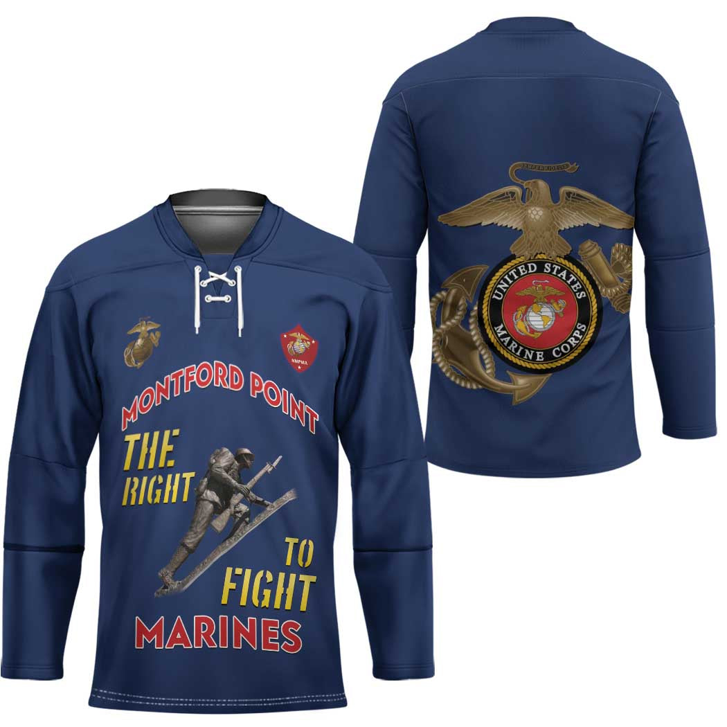 Montford Point Marines Hockey Jersey The Right To Fight - Blue - Wonder Print Shop