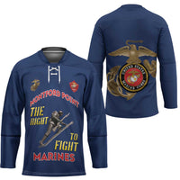 Montford Point Marines Hockey Jersey The Right To Fight - Blue - Wonder Print Shop