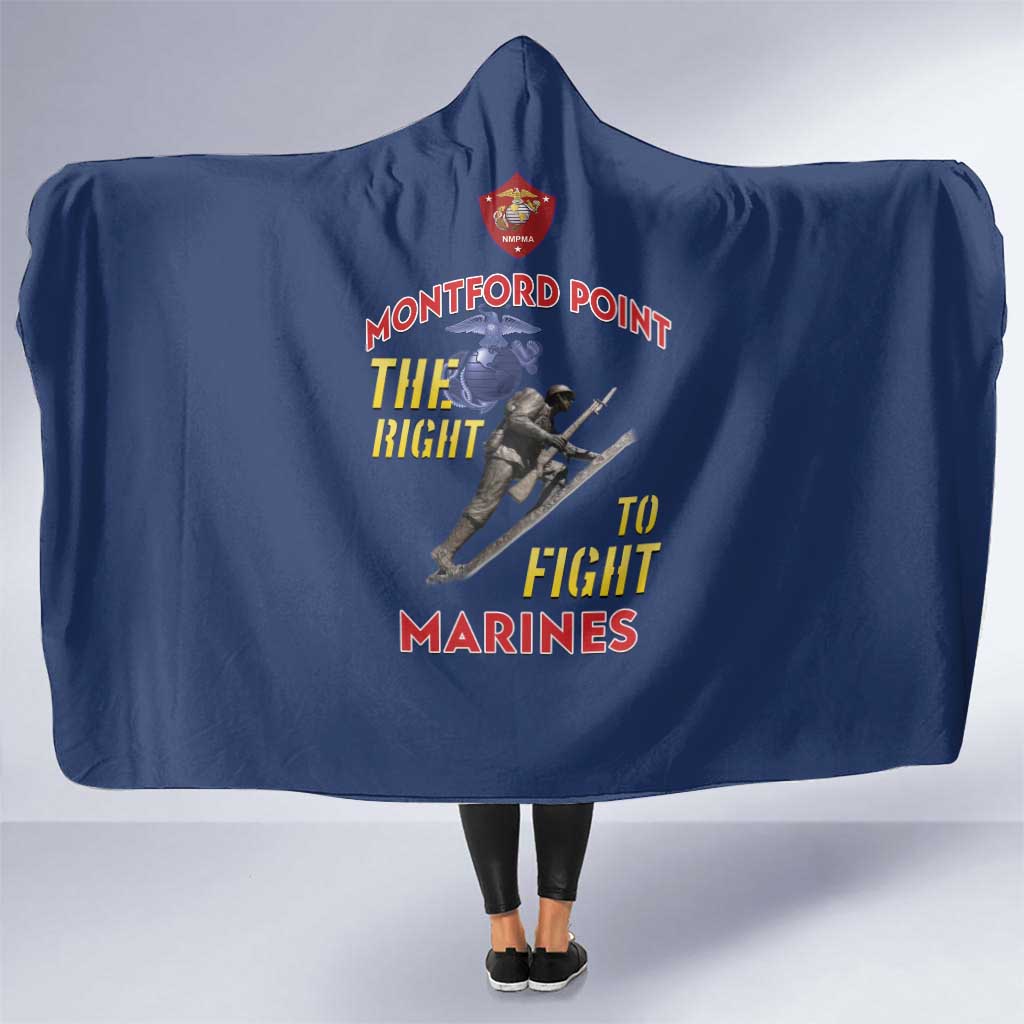 Montford Point Marines Hooded Blanket The Right To Fight - Blue - Wonder Print Shop