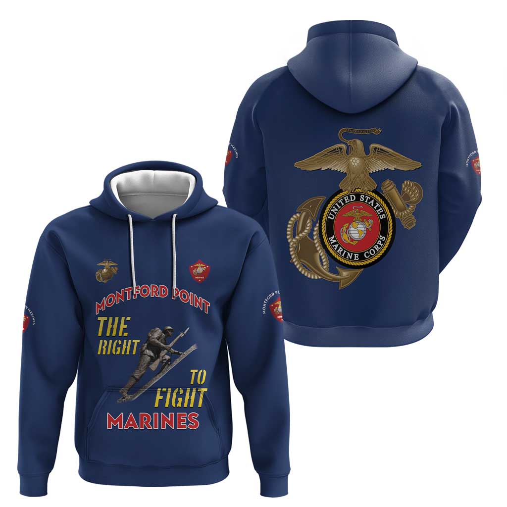 Montford Point Marines Hoodie The Right To Fight - Blue - Wonder Print Shop