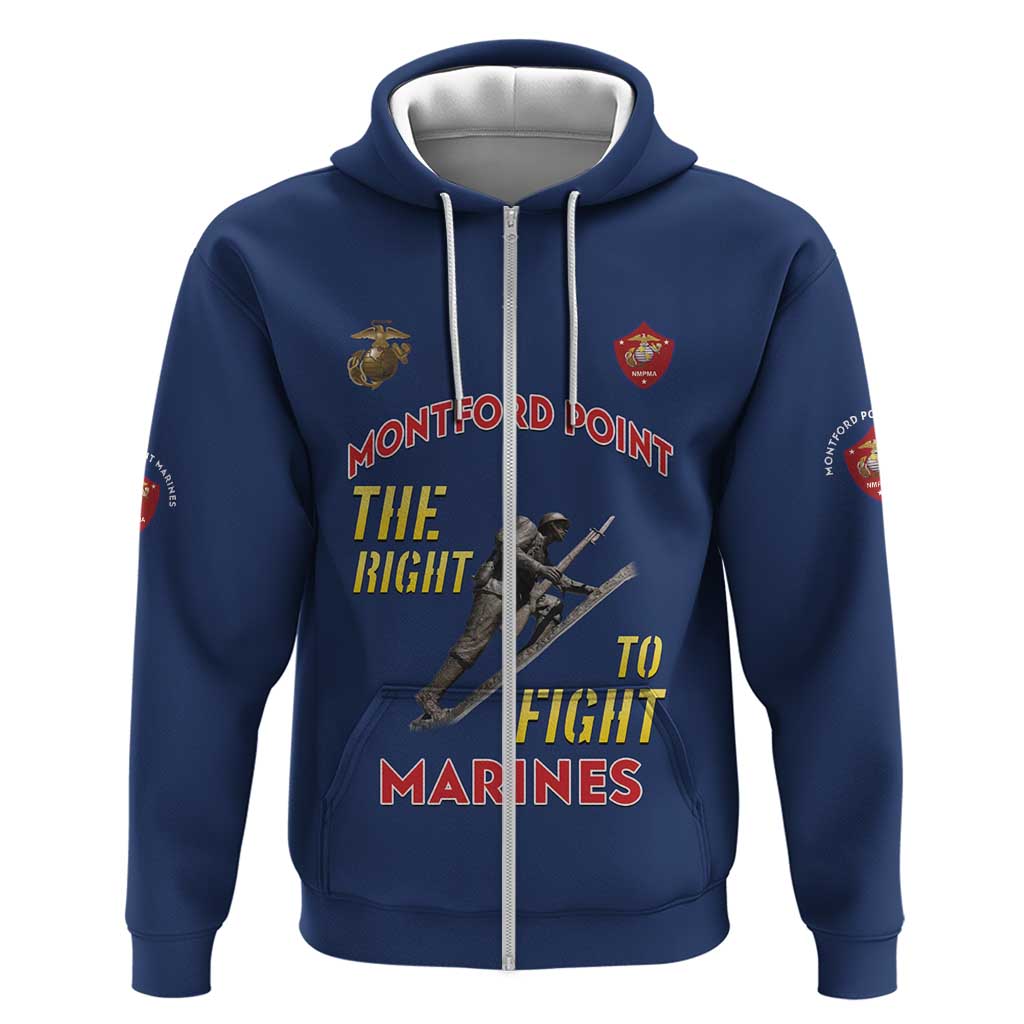 Montford Point Marines Hoodie The Right To Fight - Blue - Wonder Print Shop