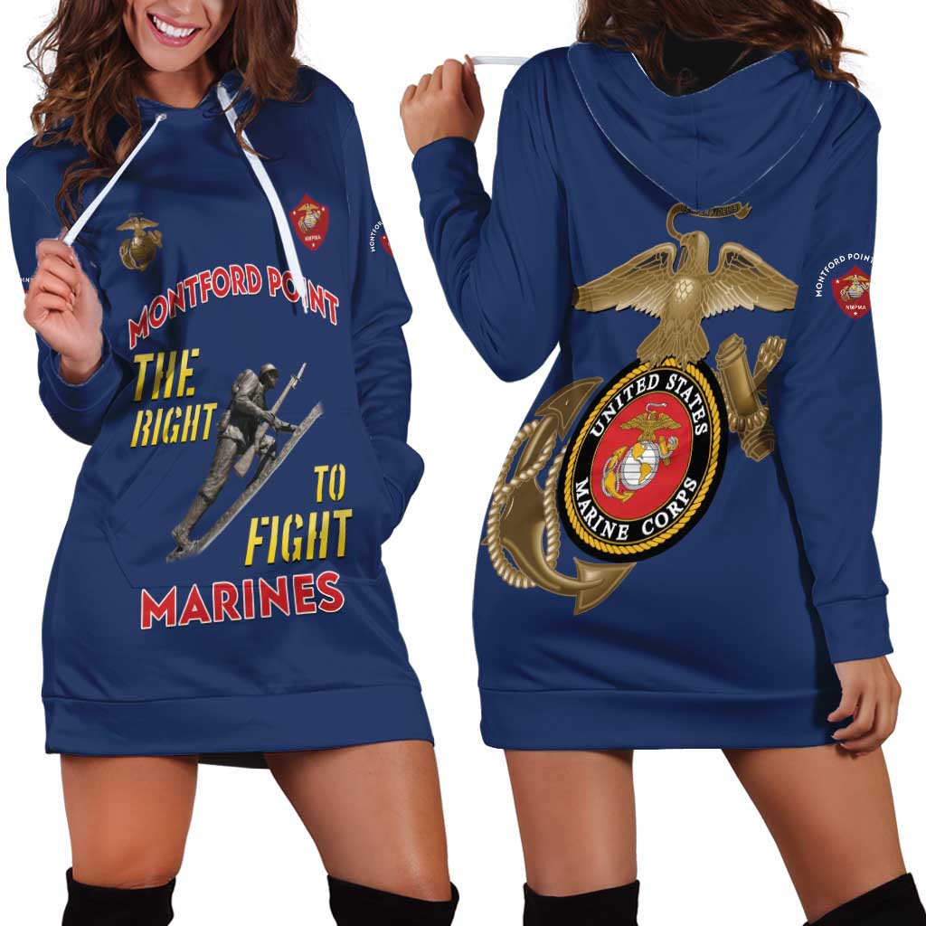 Montford Point Marines Hoodie Dress The Right To Fight - Blue - Wonder Print Shop