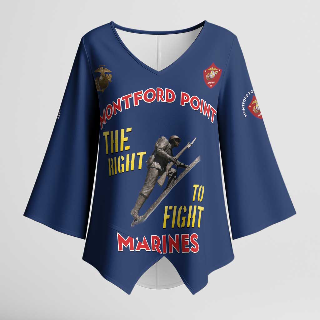 Montford Point Marines Kimono Sleeve Blouse The Right To Fight - Blue - Wonder Print Shop