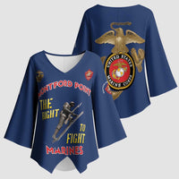 Montford Point Marines Kimono Sleeve Blouse The Right To Fight - Blue - Wonder Print Shop