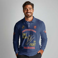 Montford Point Marines Long Sleeve Polo Shirt The Right To Fight - Blue - Wonder Print Shop